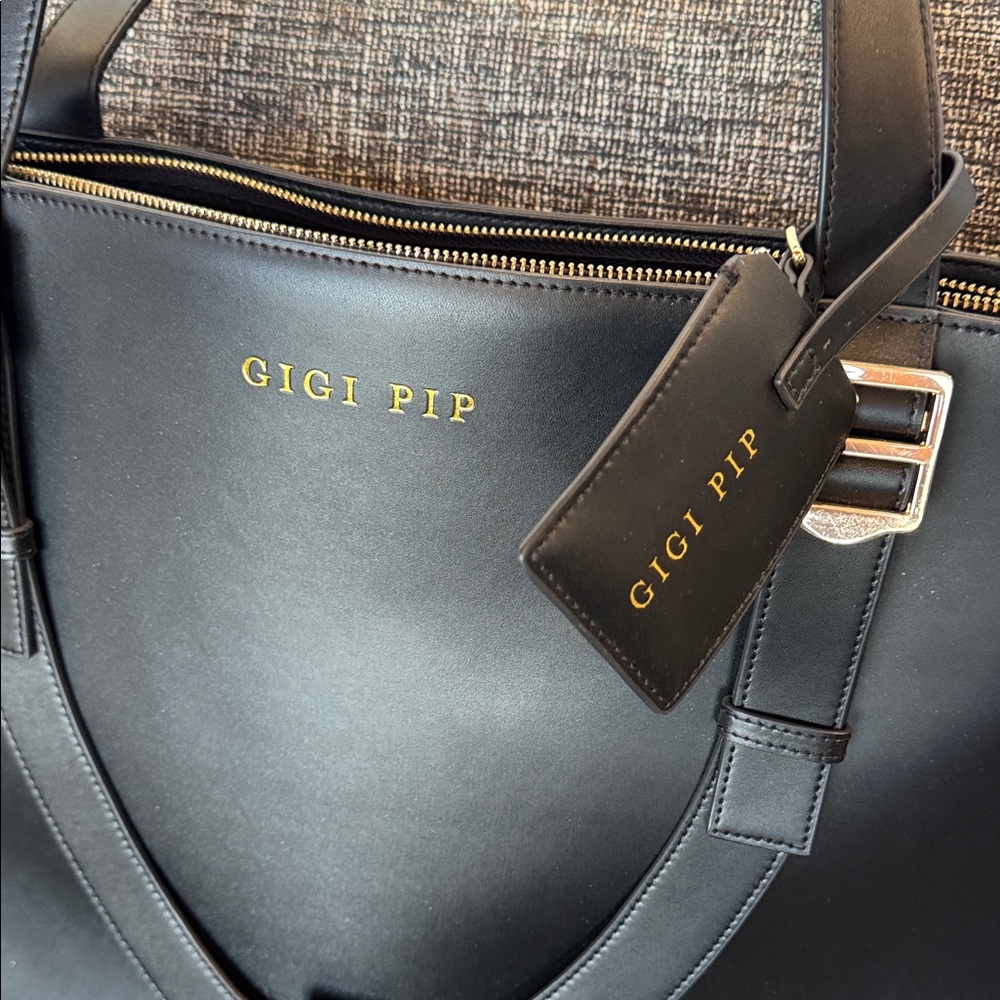GIGI PIP Hayes Black Leather Hat Carrier Carrying Tote Travel Bag - Picture 4 of 14